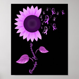Ribbon Solros Butterfly Överdos Awareness Mont Poster