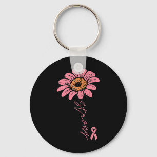 Ribbon Solros Strong Breast Cancer Awareness Wo Nyckelring