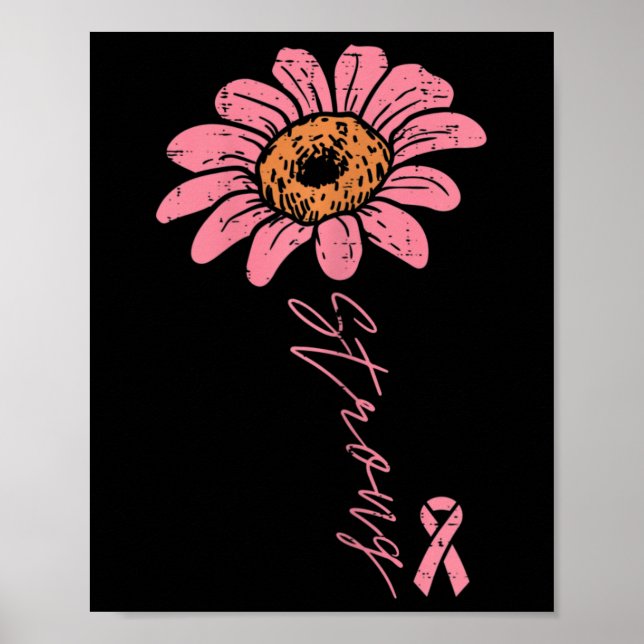 Ribbon Solros Strong Breast Cancer Awareness Wo Poster (Framsidan)
