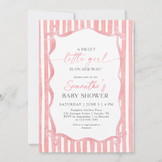 Ribbon Söt Liten Flicka Coquette Bow Baby Shower Inbjudningar
