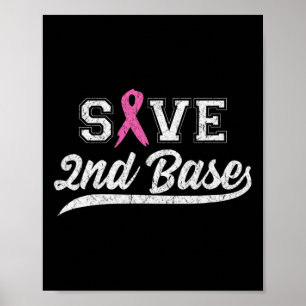 Ribbon Spara Second Base Breast Cancer Awareness V Poster