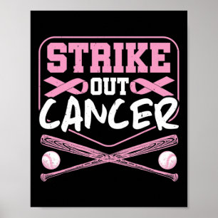 Ribbon Strejka ut Cancer Baseball Poster