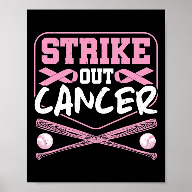 Ribbon Strejka ut Cancer Baseball Poster (Framsidan)