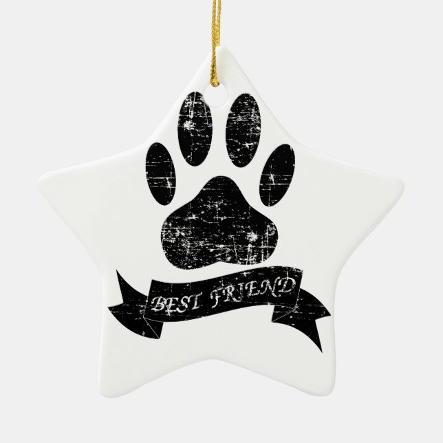Ribbon, stressad Hund Tass Julgransprydnad Keramik (Framsidan)