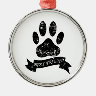Ribbon, stressad Hund Tass Julgransprydnad Metall