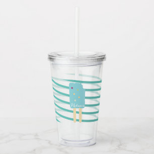 Ribbon Stripes Glassigt Iskrempopsticksmonogram Take Away Mugg