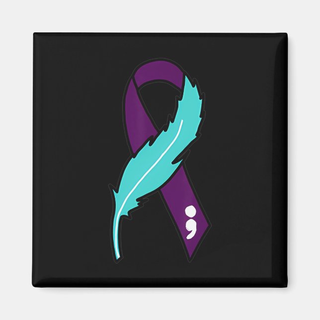Ribbon Suicide Awareness Mental Health För manar W Magnet (Framsidan)