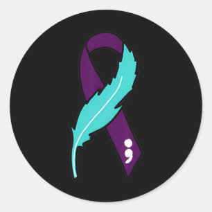 Ribbon Suicide Awareness Mental Health För manar W Runt Klistermärke