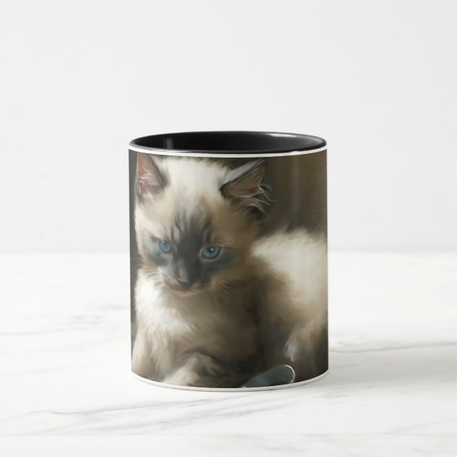 Ribbon Tangle Siamese Kitten Mugg (Center)