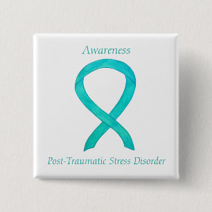 Ribbon Teal Anpassningsbar Art Stift Knapp
