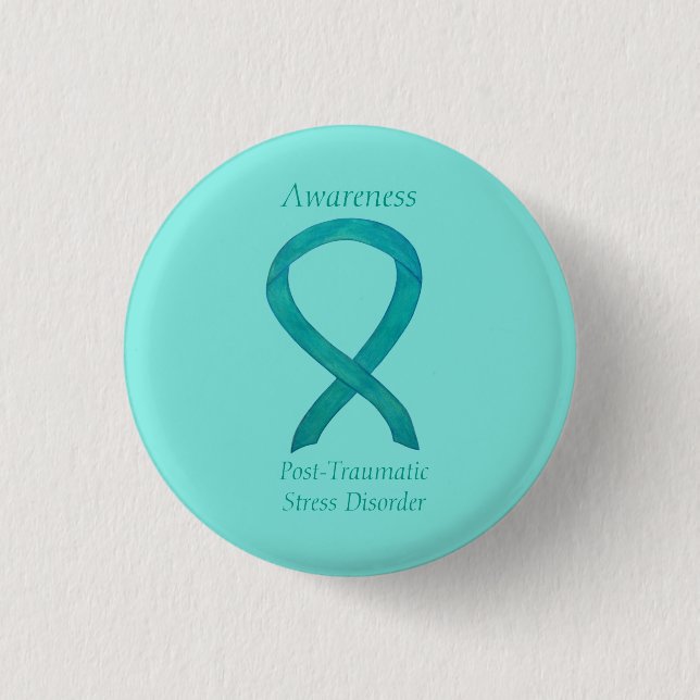 Ribbon Teal Anpassningsbar Art Stift Knapp (Framsida)