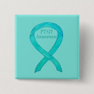 Ribbon Teal Anpassningsbar Art Stift Knapp