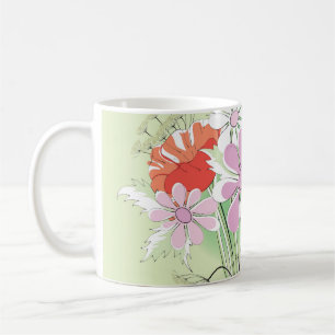"Ribbon-Tied Poppies": Daisy Bouquet. Kaffemugg