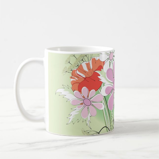 "Ribbon-Tied Poppies": Daisy Bouquet. Kaffemugg (Vänster)