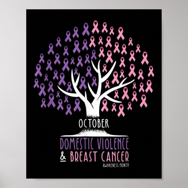Ribbon Träd-bröst Cancer and Domestic Violate AW Poster (Framsidan)