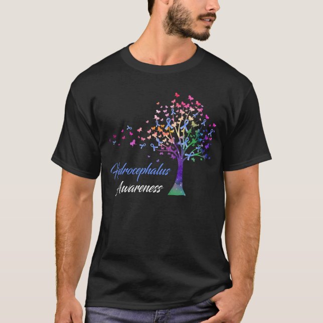 Ribbon Träd Hydrocephalus Awareness T-Shirt (Framsida)