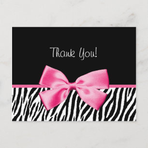 Ribbon trendig Black and White Zebra tryck Rosa Vykort