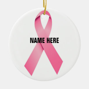 Ribbon Tribute för bröstcancer Julgransprydnad Keramik