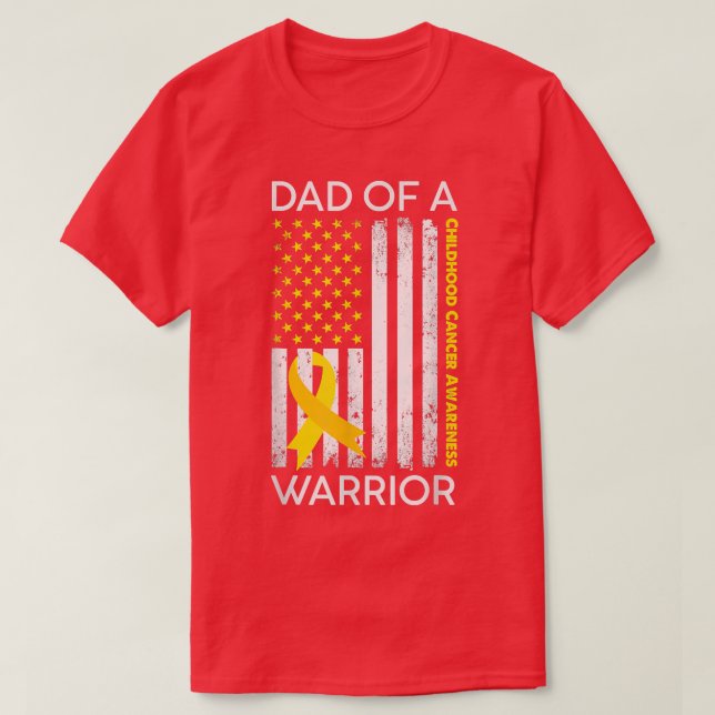 Ribbon USA flagga Pappa vid en barncancersjukdom T Shirt (Design framsida)