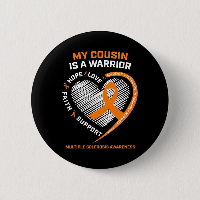 Ribbon Warrior Cousin Många Sclerosis Awaren Knapp (Framsida)