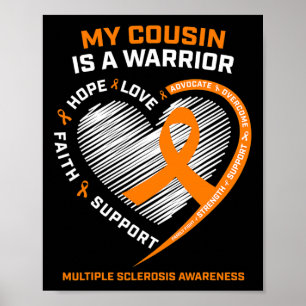 Ribbon Warrior Cousin Många Sclerosis Awaren Poster