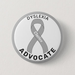 Ribbon White-knapp för Dyslexia Advocate Knapp