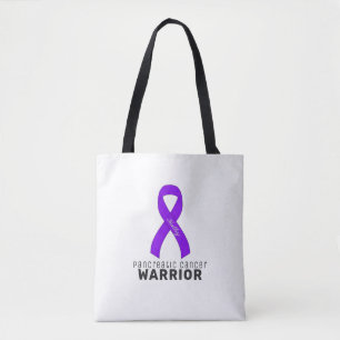 Ribbon White Tote Bag för pankreascancer Tygkasse