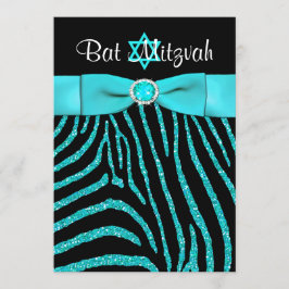RIBBON Zebra Glitter Bat mitzvah Inbjudan 3