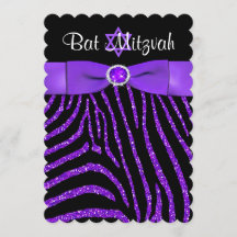 RIBBON Zebra Glitter Bat mitzvah Inbjudan 4