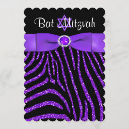 RIBBON Zebra Glitter Bat mitzvah Inbjudan 4