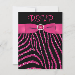 RIBBON Zebra Rosa FAUX Glitter OSA kort