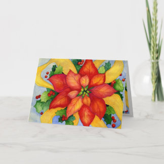 Ribboned julstjärnajulkort helgkort