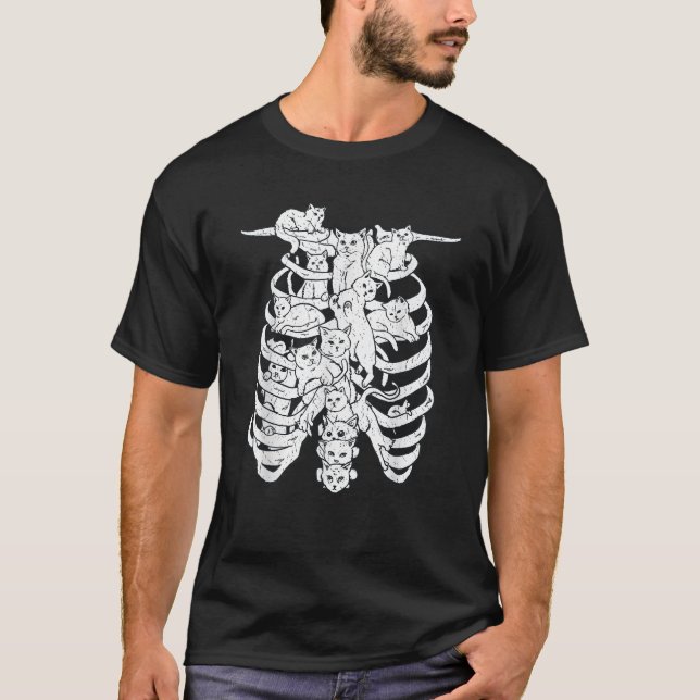 Ribcage Cats Pastel Goth Alt Clothes Aesthetic Egi T Shirt (Framsida)