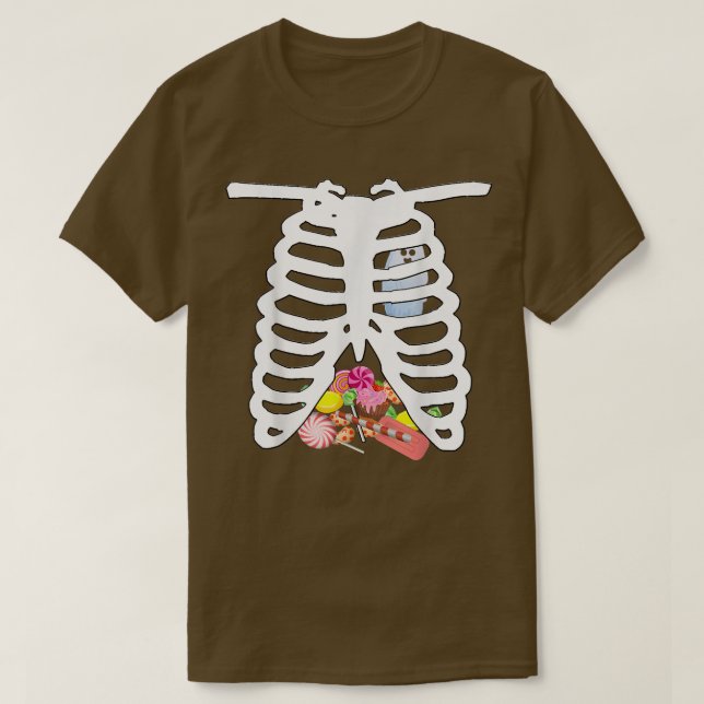 RibCage Halloween Skeleton Costume Candy XRay Gif T Shirt (Design framsida)