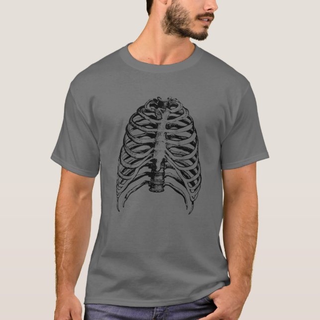 Ribcage Spooky Halloween Costume T Shirt (Framsida)