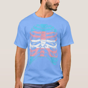 Ribcage Transgender Pride Trans Flagga Skeleton LG T Shirt