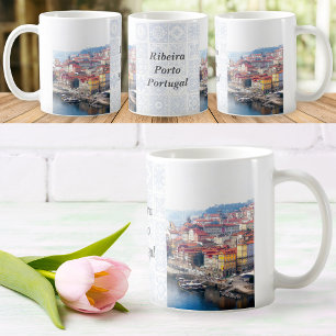 Ribeira och Douro River. Porto, Portugal Kaffemugg