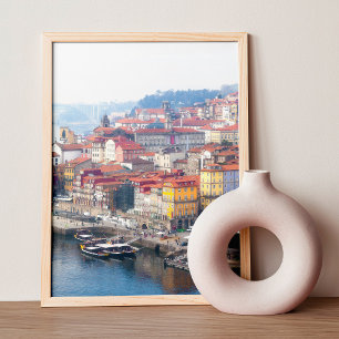 Ribeira och Dourofloden. Porto, Portugal. Fototryck
