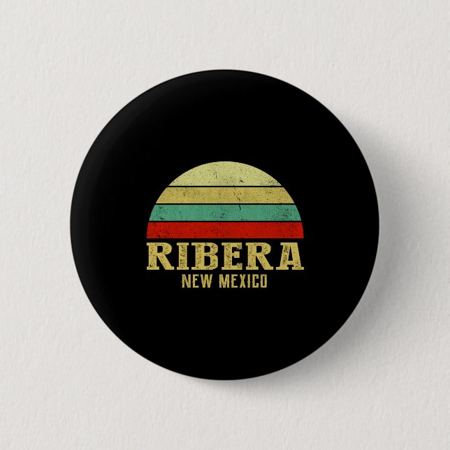 Ribera New Mexico Vintage Retro Solnedgång _1  Knapp (Framsida)