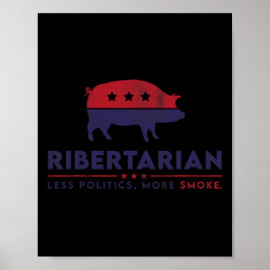 Ribertarian Rolig Pitmaster Bbq Kött Rökare Mindre Poster