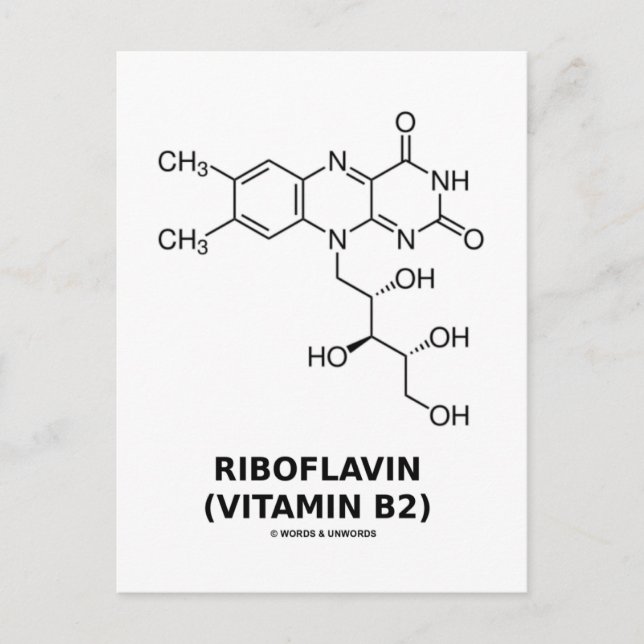 Riboflavin (vitamin B2) Kemisk molekyl Vykort (Framsida)