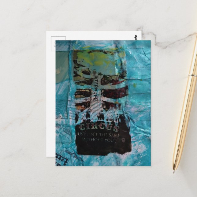 Ribs Circus random mixed media collage Vykort (Fram/Back In Situ)