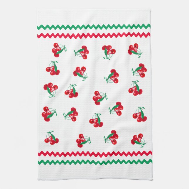 Ric Rac och Cherries Kitchen Towel Kökshandduk (Vertikal)