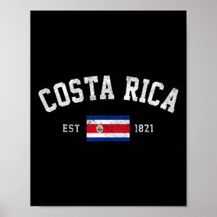 Rica Est. 1821 Costaricanska flaggans självständig Poster