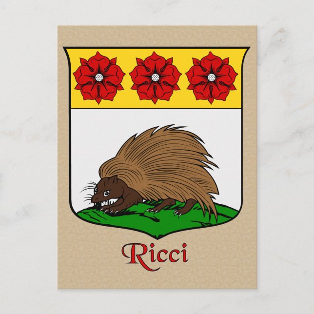Ricci Family Heraldic Shield Vykort (Framsida)