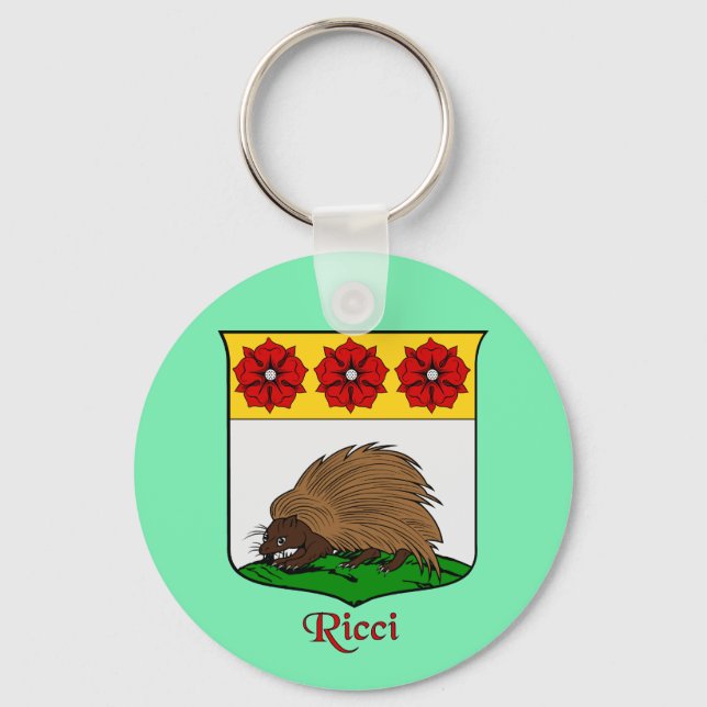 Ricci Italy Surname Historical Shield Nyckelring (Framsida)