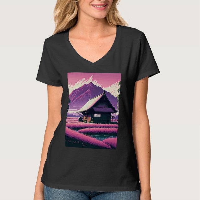 Rice Field Landscape Japan T Shirt (Framsida)