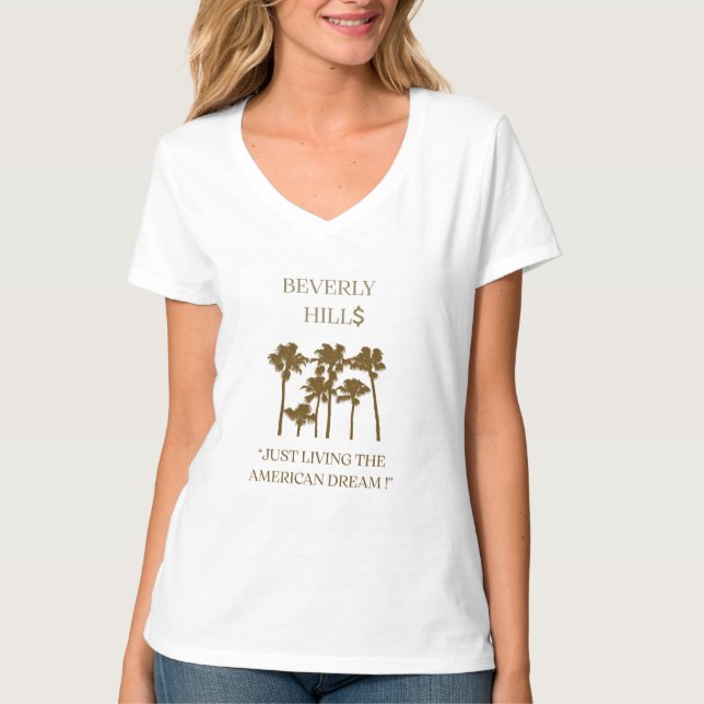 Rich Beverly Hill$ Amerikansk Dröm Ringarmeträja T Shirt (Framsida)