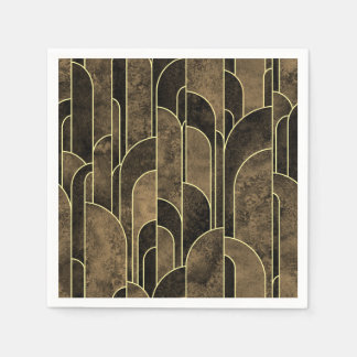 Rich Brown and Gold Art Deco Pattern Pappersservett