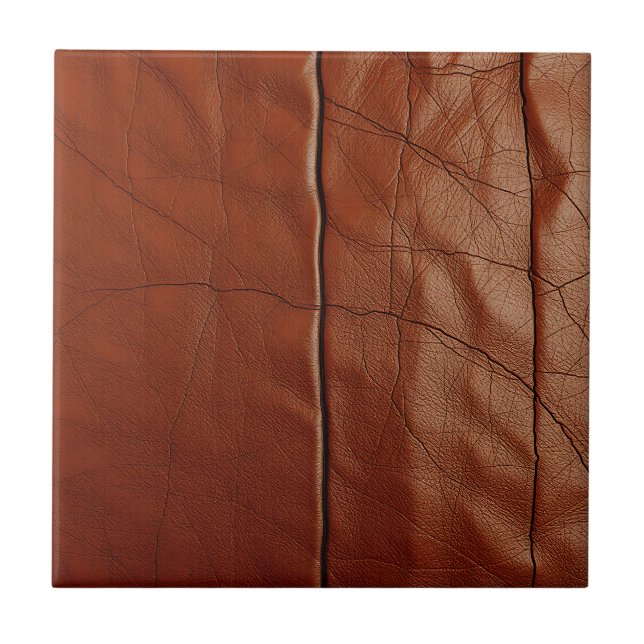 Rich Brown Leather Texture Pattern Kakelplatta (Framsidan)